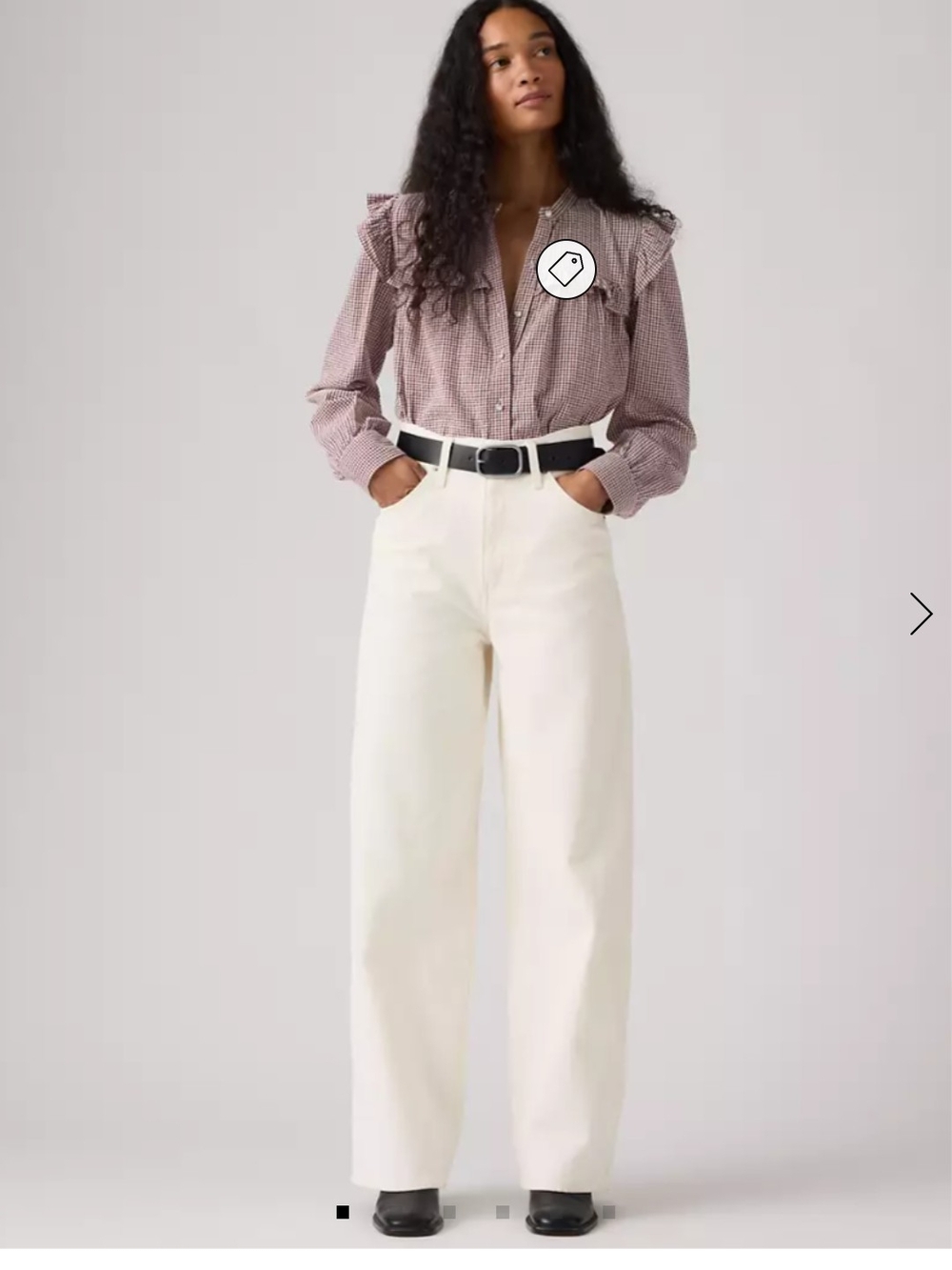 Levi's Off-White Wide-Leg High-Rise Jeans
